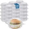 500-Pack 5.27×5.27×2.55 Inch Clear Square Hinged Plastic Containers - Disposable Clamshell Takeout Food Containers