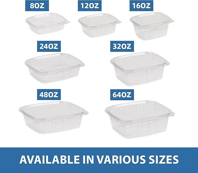 200 Count 16 oz Clear PET Plastic Hinged-Lid Deli Container