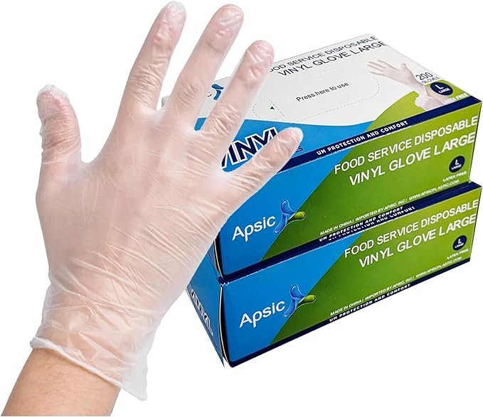 Case of 2000 Plastic Disposable Vinyl Gloves,Small Food Service, Clear Kitchen Serving Gloves for Cooking, Food Prep, Household Cleaning