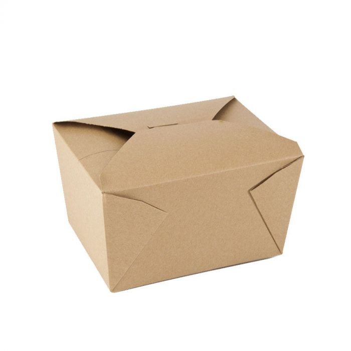 #1 Kraft Microwavable Folded Paper Take Out Container (5" x 4.25" x 2.5") - 1 case (450 piece)