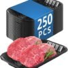 Black PET Plastic Meat Tray 10 9/10" X 6" X 1 1/10", 250PCS, Suitable for Supermarkets ; Food Service