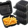 250 Pack Hinged To Go Food Containers, 6"x6" Clamshell Take Out Food Containers with Lids, Disposable Plastic