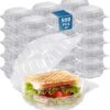 500-6"L x 6"W x 3"H Clear Square Hinged Plastic Containers - Disposable Clamshell Takeout Containers for Pasta, Sandwiches, Burgers