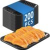 Black PET Plastic Meat Tray 10 1/2" X 8" X 1 3/10", 200PCS, Perfect for Meat, Seafood & Fruit Display