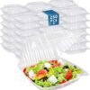 250-Pack 8.26×8.26×1.92 Inch Clear Square Hinged Plastic Containers - Disposable Takeout Food Storage Containers for Burgers, Cakes
