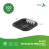 Black PET Plastic Meat Tray 6" x6" x 9/10", 500PCS, Great for Retail & Takeout Packaging