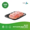 Black PET Plastic Meat Tray 15" x 8 1/16" x 3/5", 500PCS, Ideal for Deli, Butcher Shops,Catering