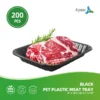 Black PET Plastic Meat Tray 8" x 10 1/10" x 1 1/10", 200PCS, Great for Retail & Takeout Packaging