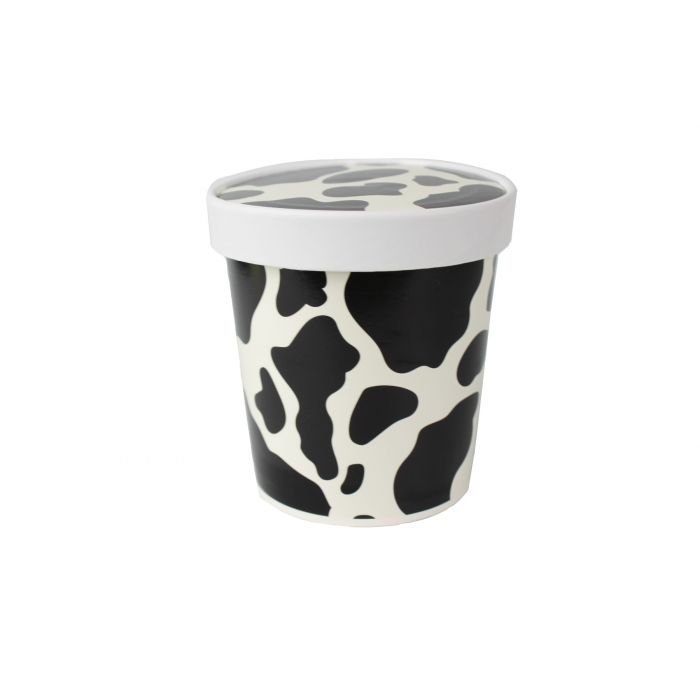 16 oz Dairy Print Paper Ice Cream Container with Paper Lid Combo - 1 case (250 set)