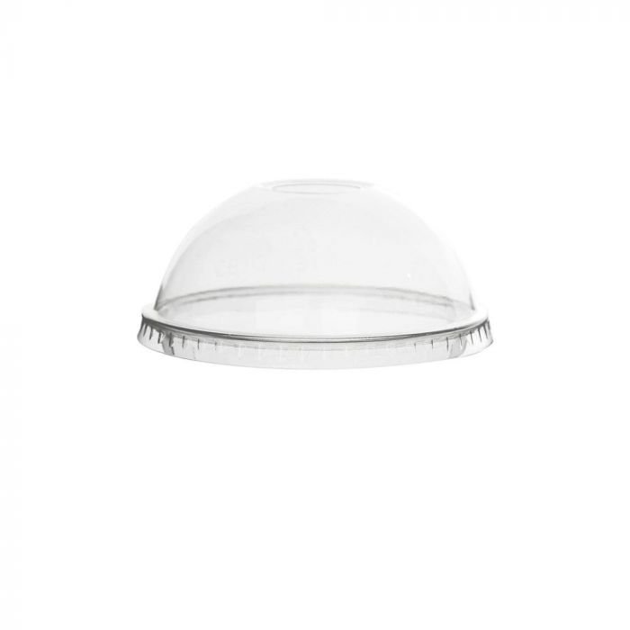 95mm No Hole Clear Plastic Dome Lid For PET Cups - 1000/Case