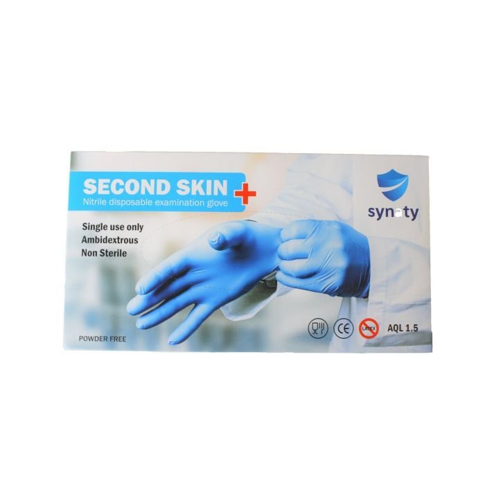 Second Skin Nitrile Blue Gloves (Powder Free) Large Size - 1000cs