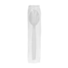 HEAVY WEIGHT WHITE PLASTIC TEA SPOON INDIVIDUALLY WRAPPED
