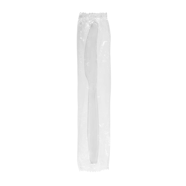HEAVY WEIGHT WHITE PLASTIC KNIFE INDIVIDUALLY WRAPPED 1000PCS/CTN