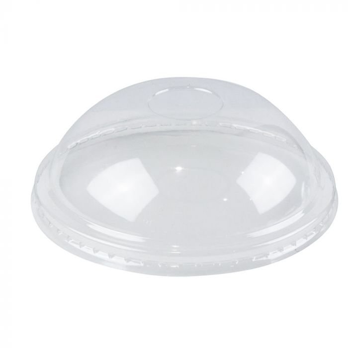 20 oz No Hole Clear Plastic Dome Lid With For Cold/Hot Paper Food Containers - 600/Case
