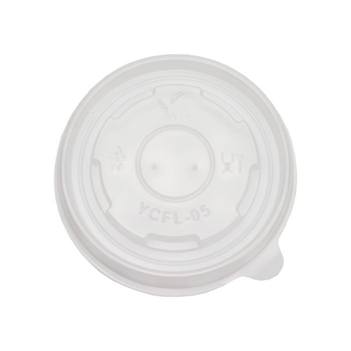 5 oz Translucent Plastic Flat Lid With Vent For Cold/Hot Paper Food Containers - 1000/Case